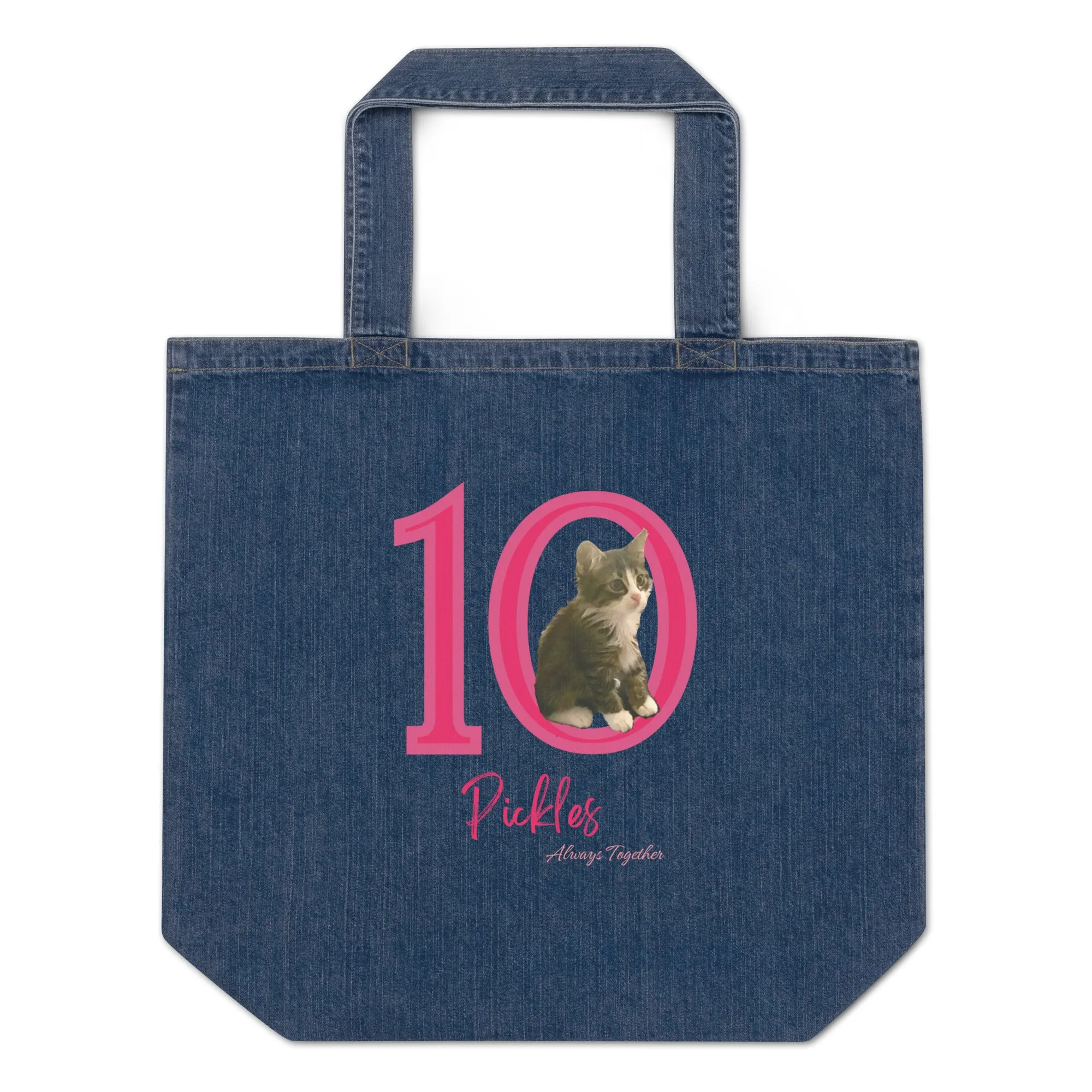 Sustainable denim tote bag, My Pickles Cat