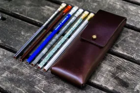 The Charcoal Leather Pencil Case for Blackwing Pencils - Dark Brown