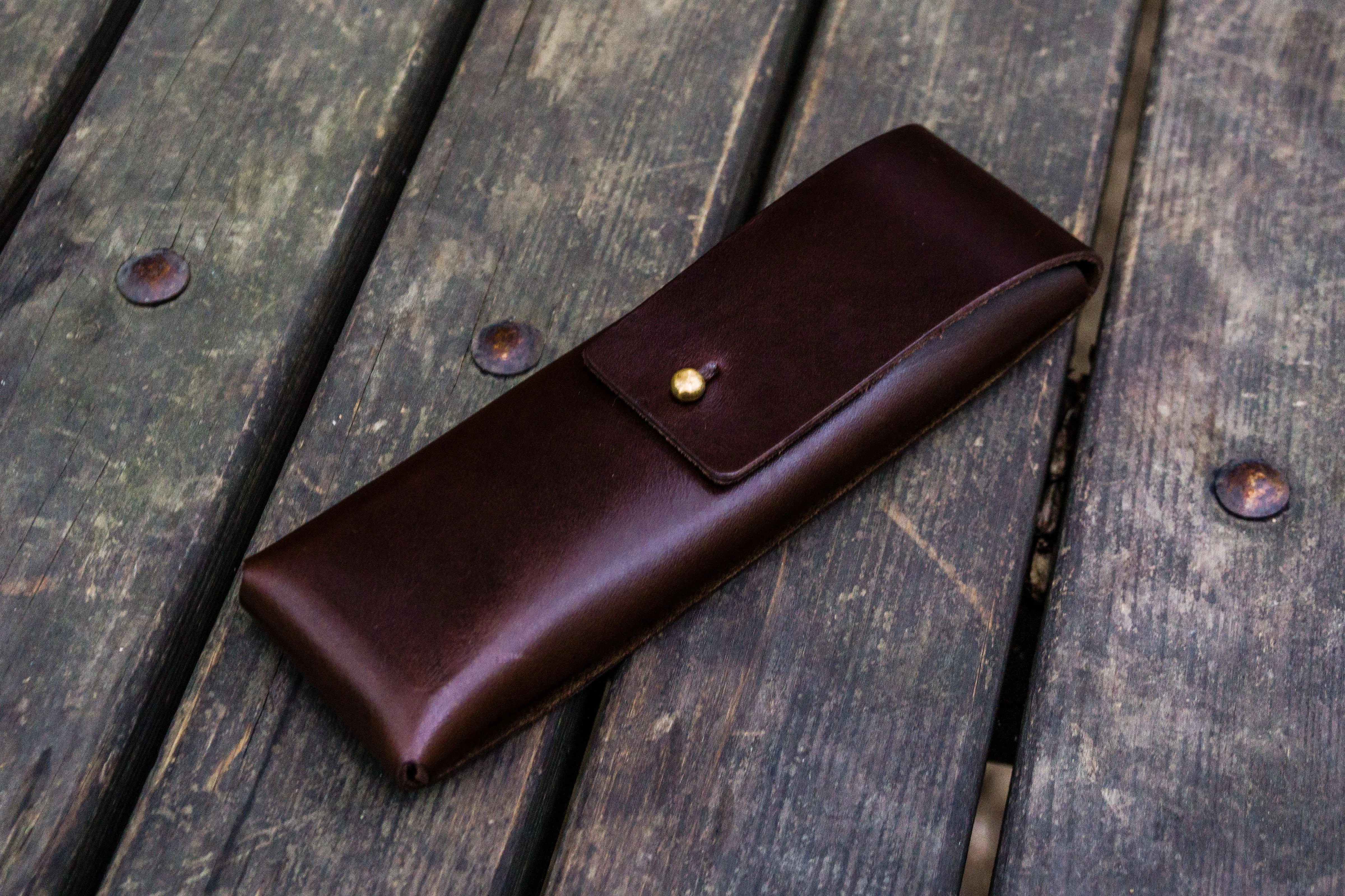 The Charcoal Leather Pencil Case for Blackwing Pencils - Dark Brown