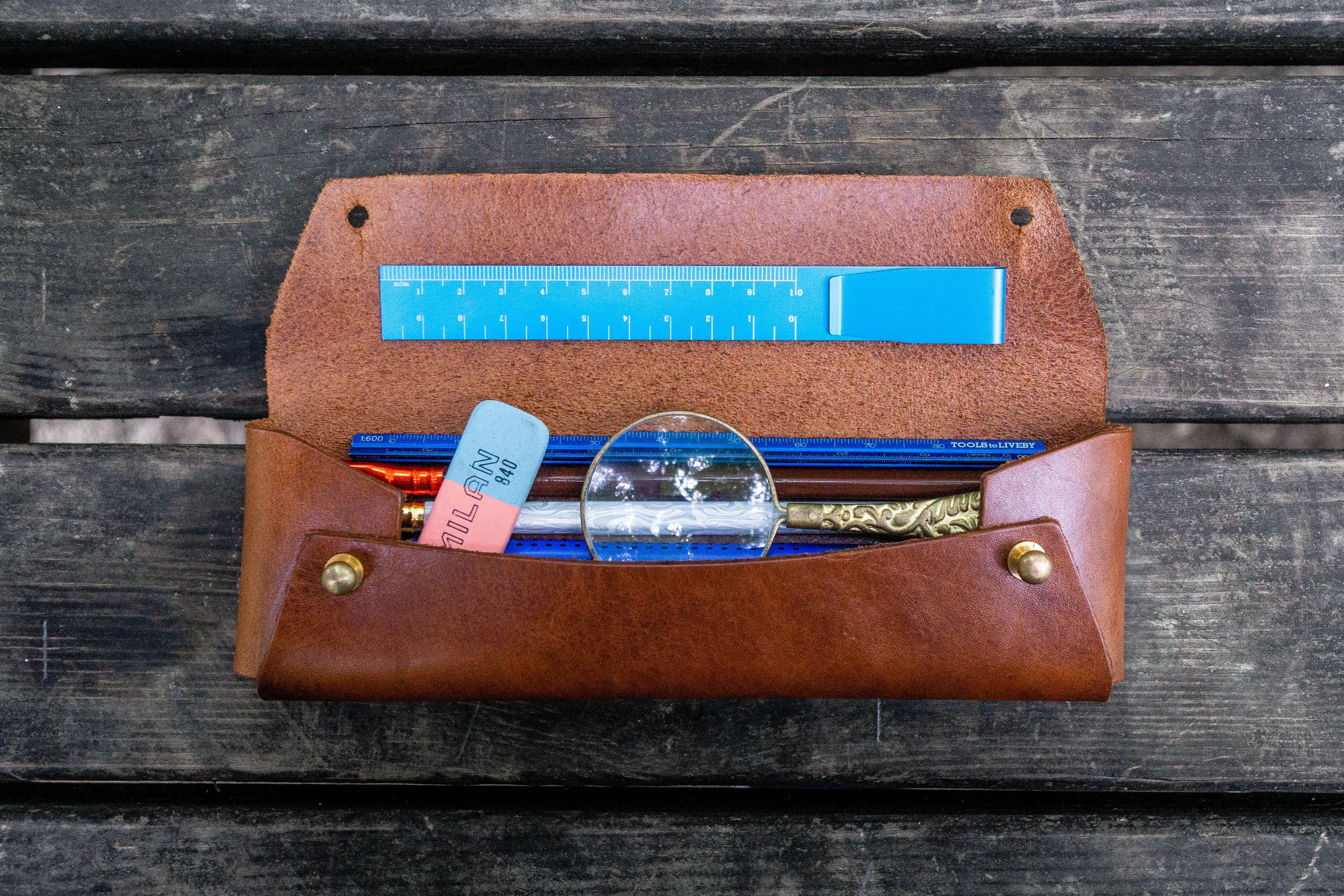 The Student Leather Pencil Case - Brown