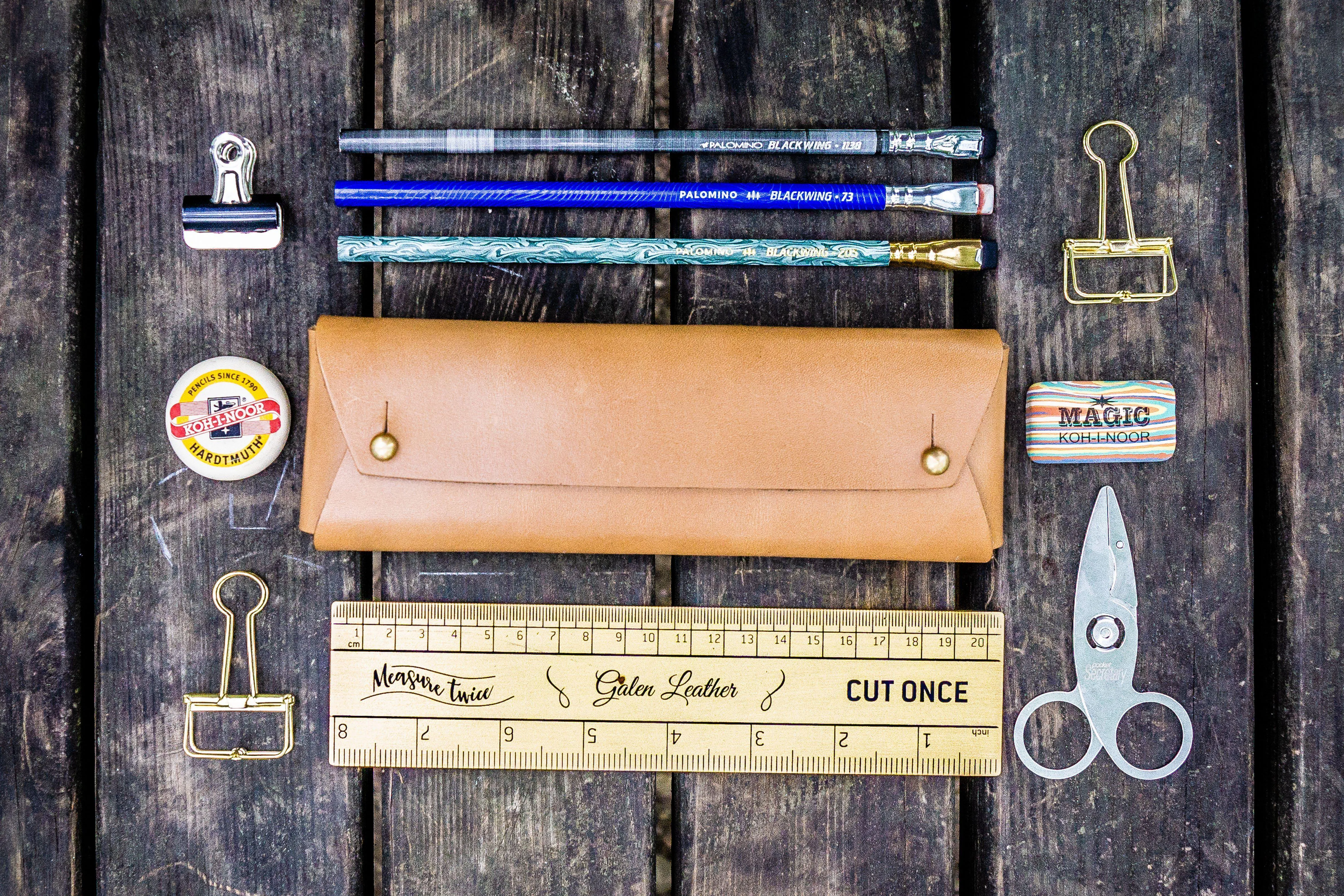 The Student Leather Pencil Case - Natural