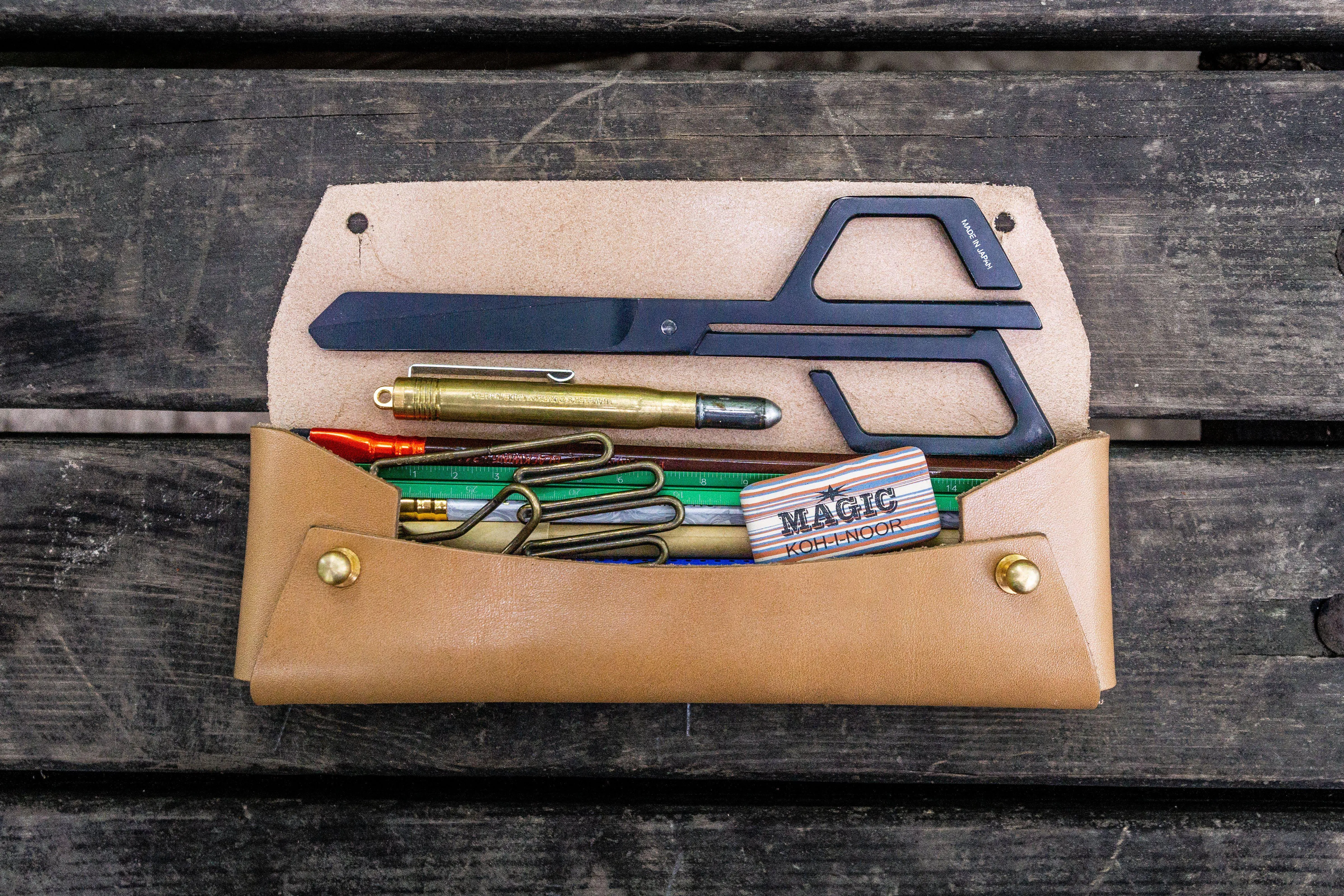 The Student Leather Pencil Case - Natural