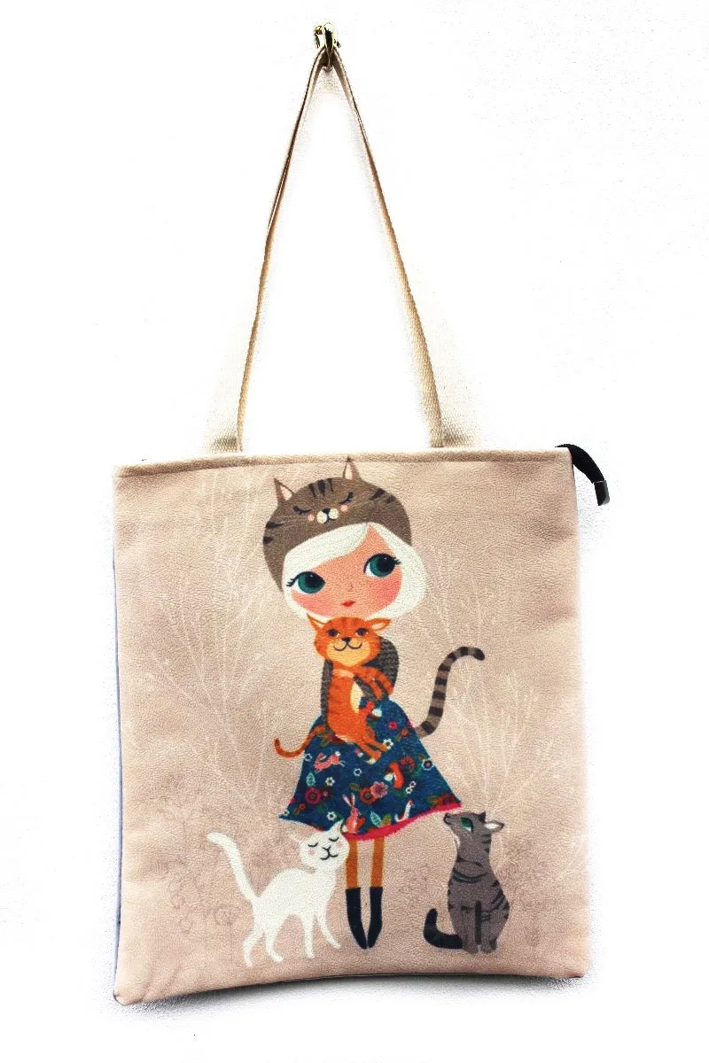 Tote Bag - Girl With Cats