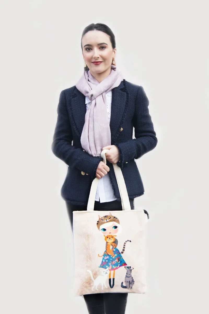 Tote Bag - Girl With Cats