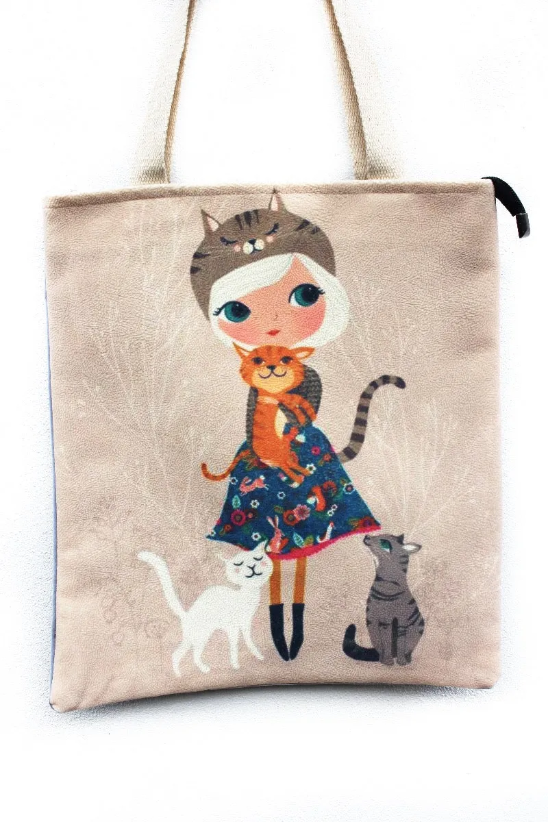 Tote Bag - Girl With Cats