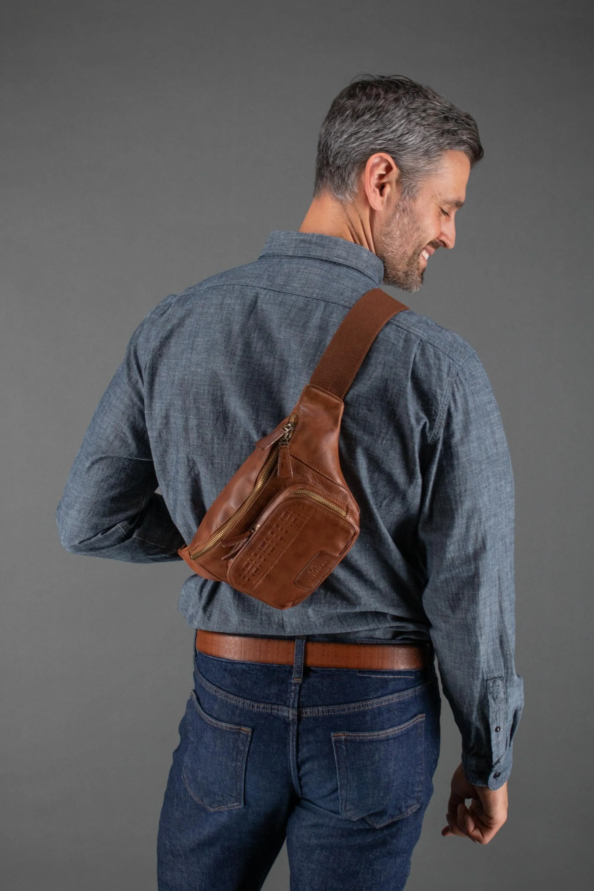 Trafalgar Caelen Leather Waist Pack Sling Bag