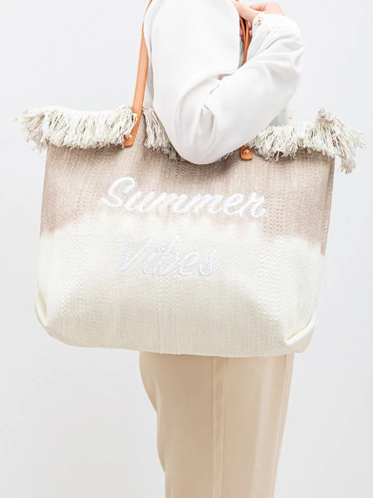 Two-Tone Embroidered Tote Bag