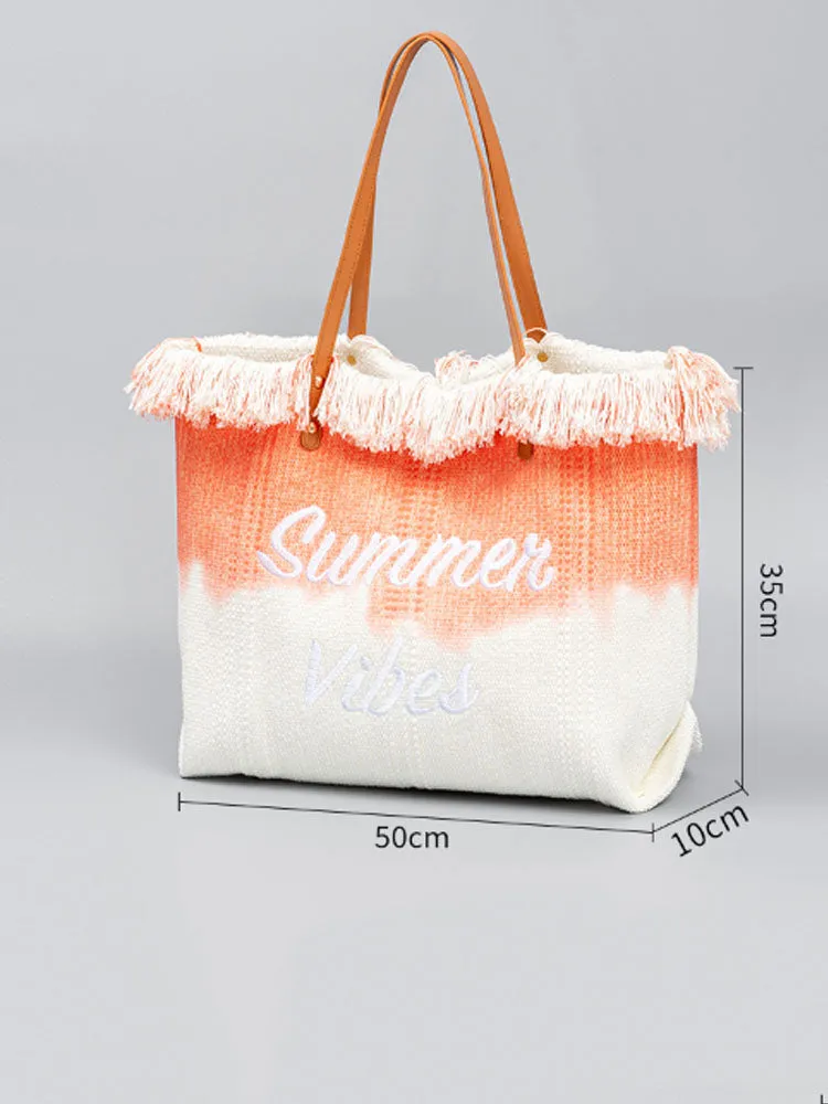 Two-Tone Embroidered Tote Bag