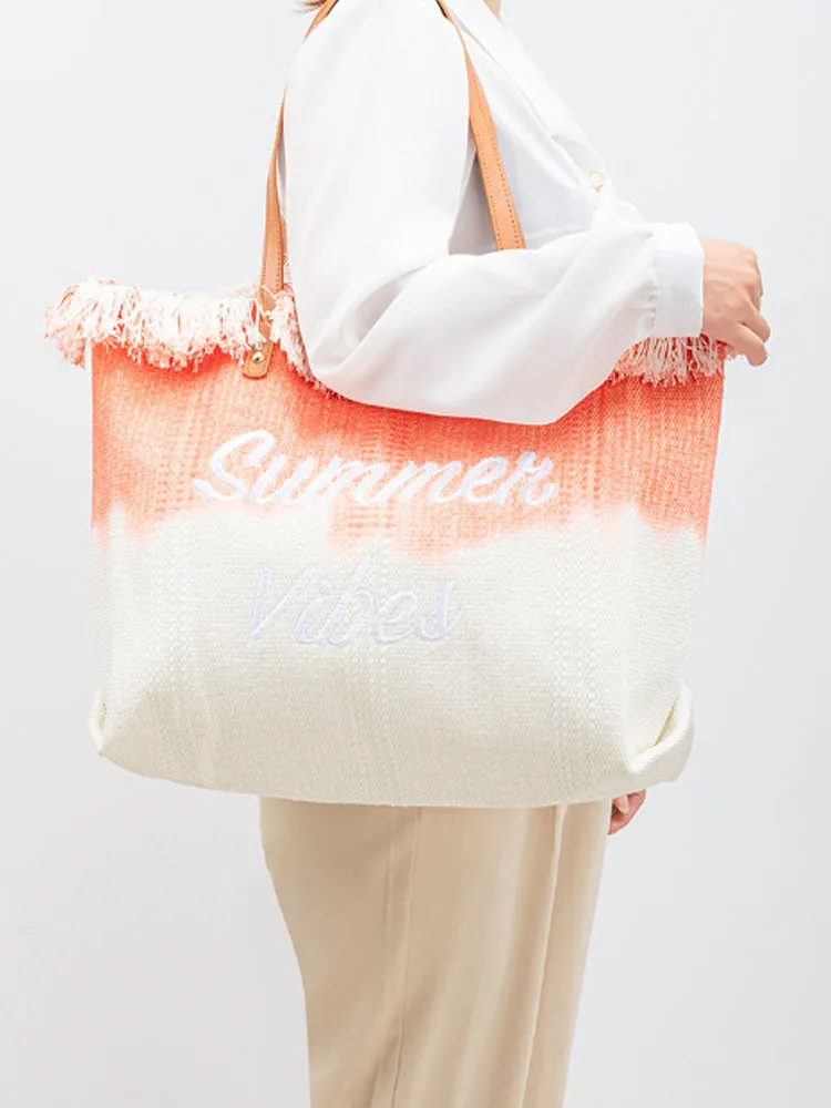 Two-Tone Embroidered Tote Bag