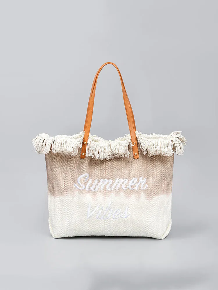 Two-Tone Embroidered Tote Bag