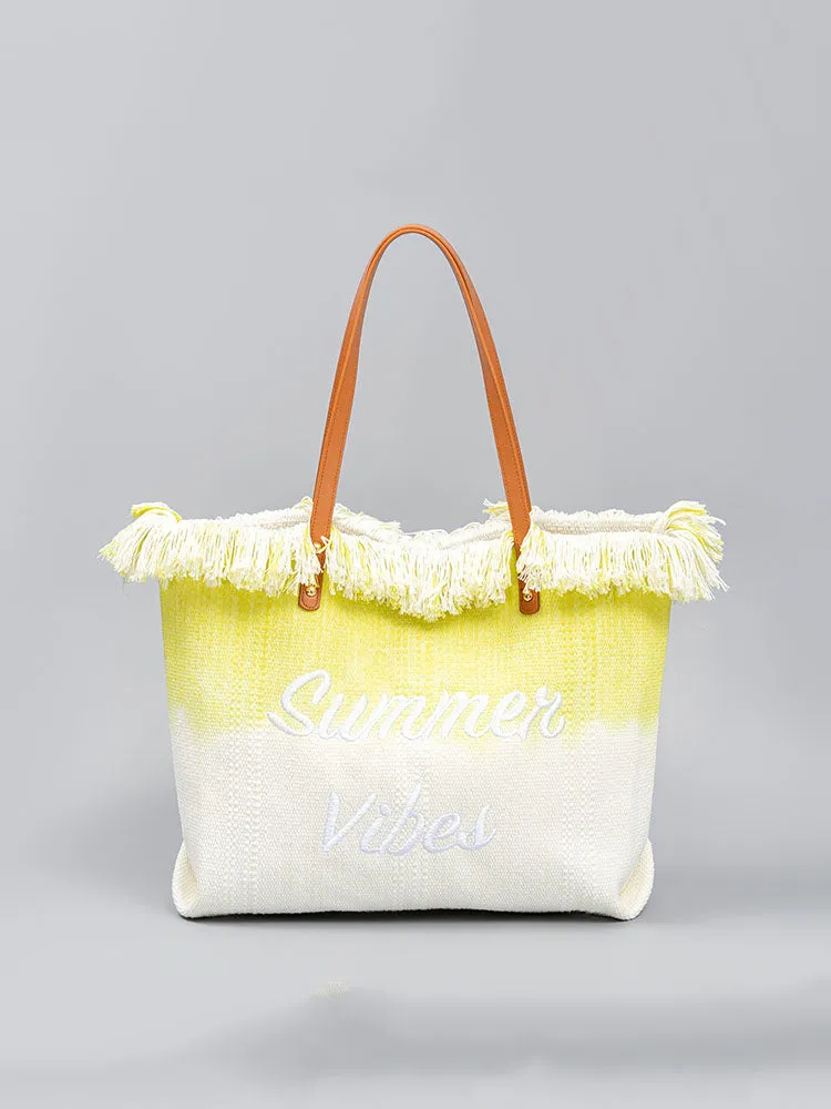 Two-Tone Embroidered Tote Bag