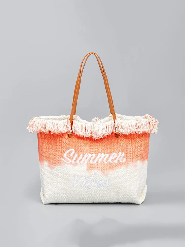 Two-Tone Embroidered Tote Bag