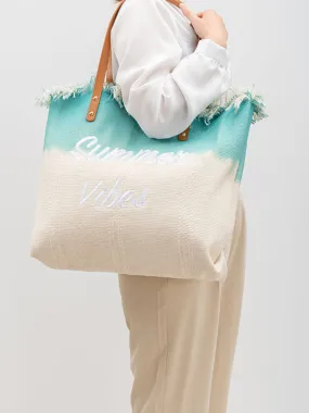 Two-Tone Embroidered Tote Bag