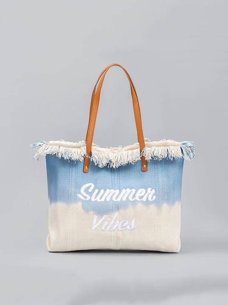 Two-Tone Embroidered Tote Bag