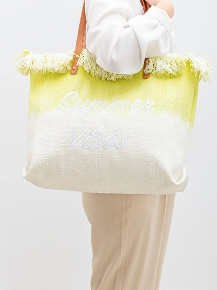 Two-Tone Embroidered Tote Bag