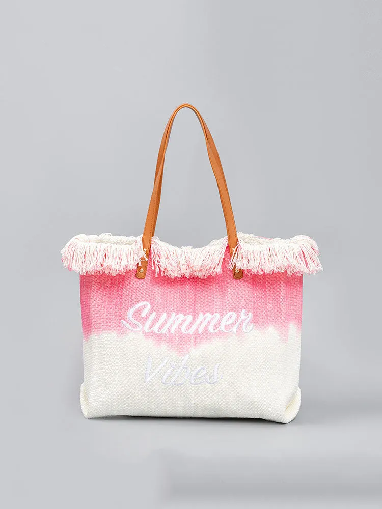 Two-Tone Embroidered Tote Bag