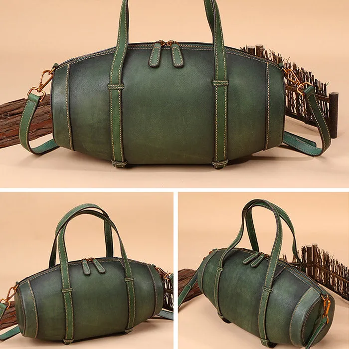 Unique Women Leather Handbags Shoulder Bag Barrel Bag Purses for Women