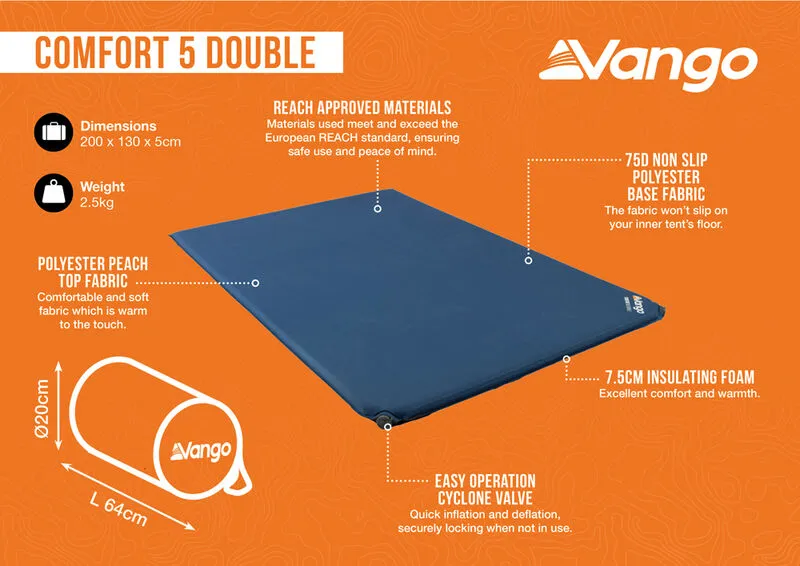 Vango Comfort 5cm Double Self Inflating Mattress