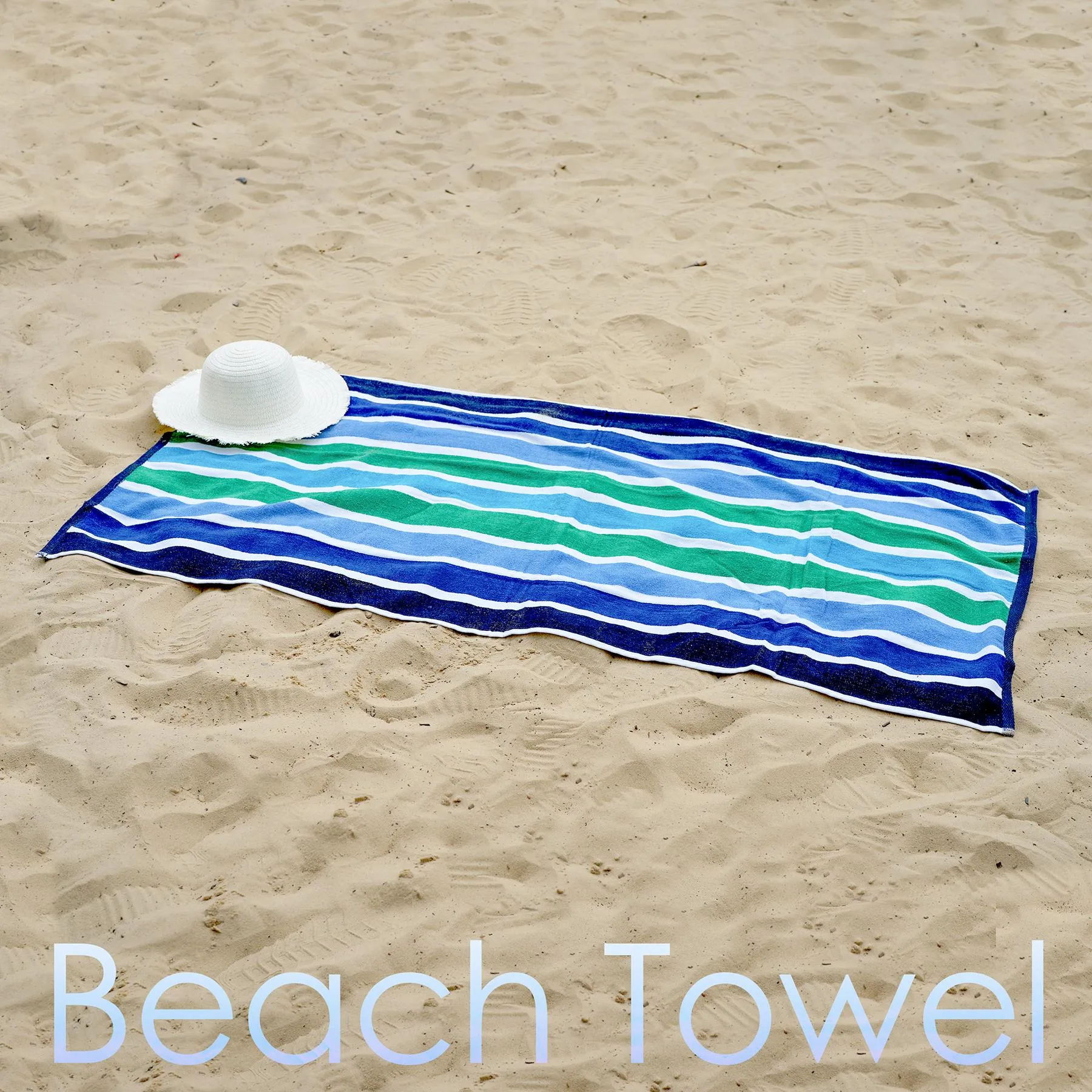 Velour Striped Beach Towel Midnight Oasis