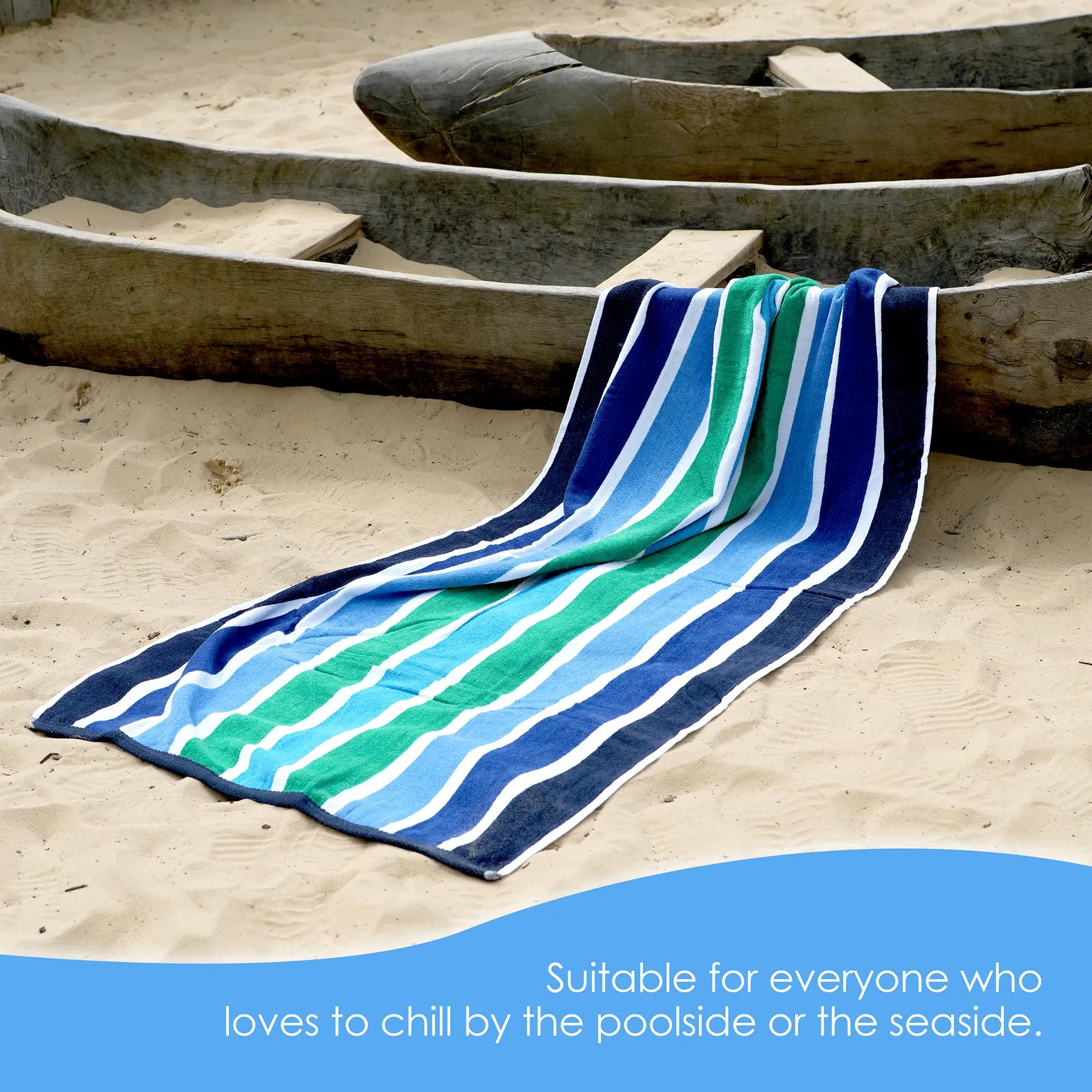 Velour Striped Beach Towel Midnight Oasis