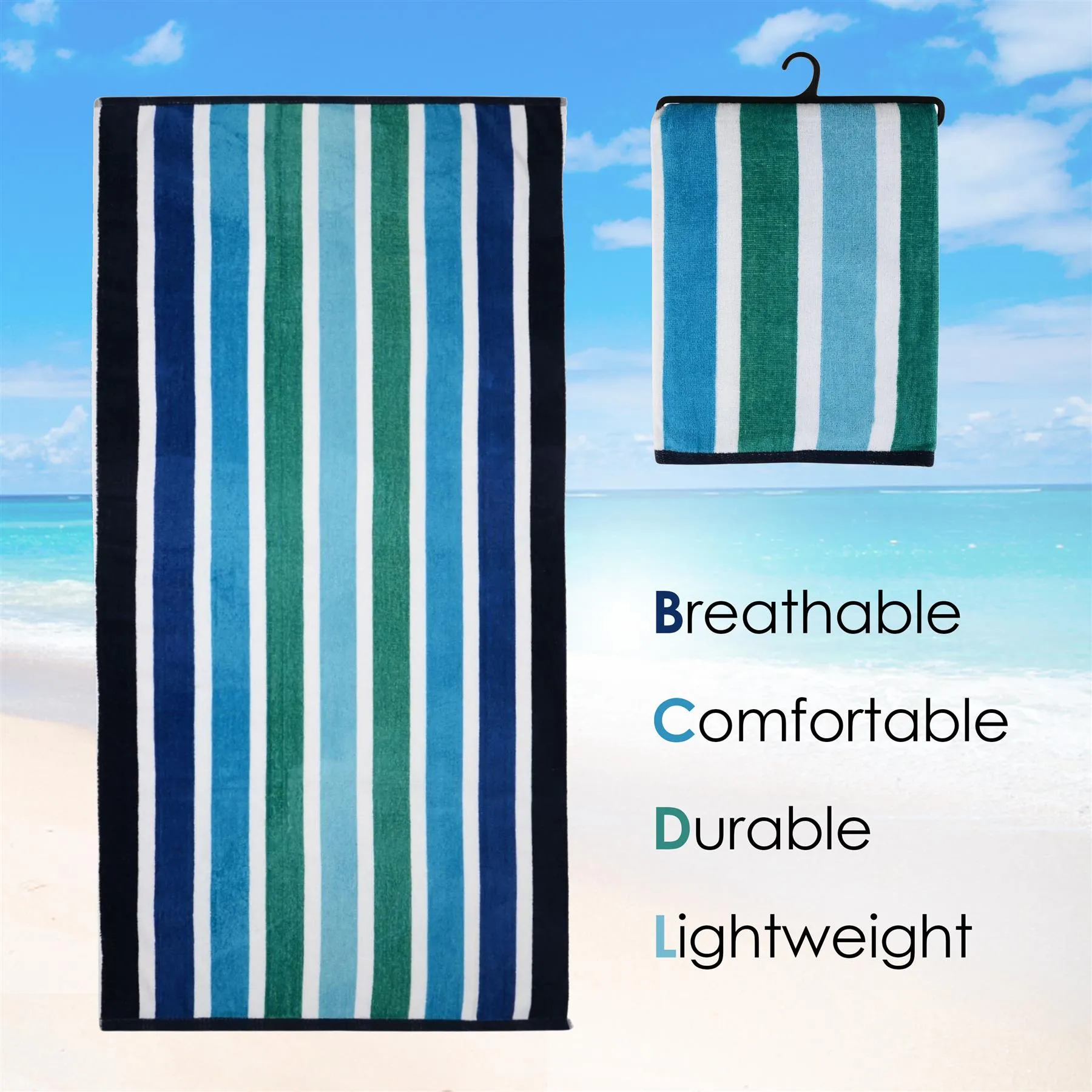 Velour Striped Beach Towel Midnight Oasis