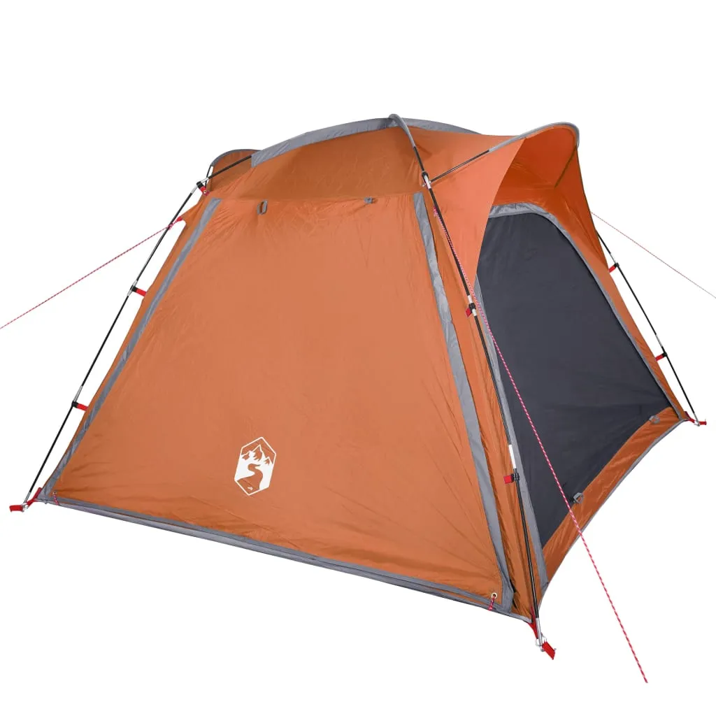 vidaXL Camping Tent 4-Person Grey and Orange Quick Release Waterproof