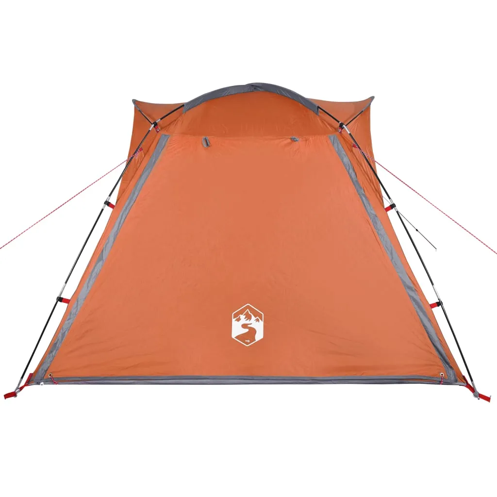 vidaXL Camping Tent 4-Person Grey and Orange Quick Release Waterproof