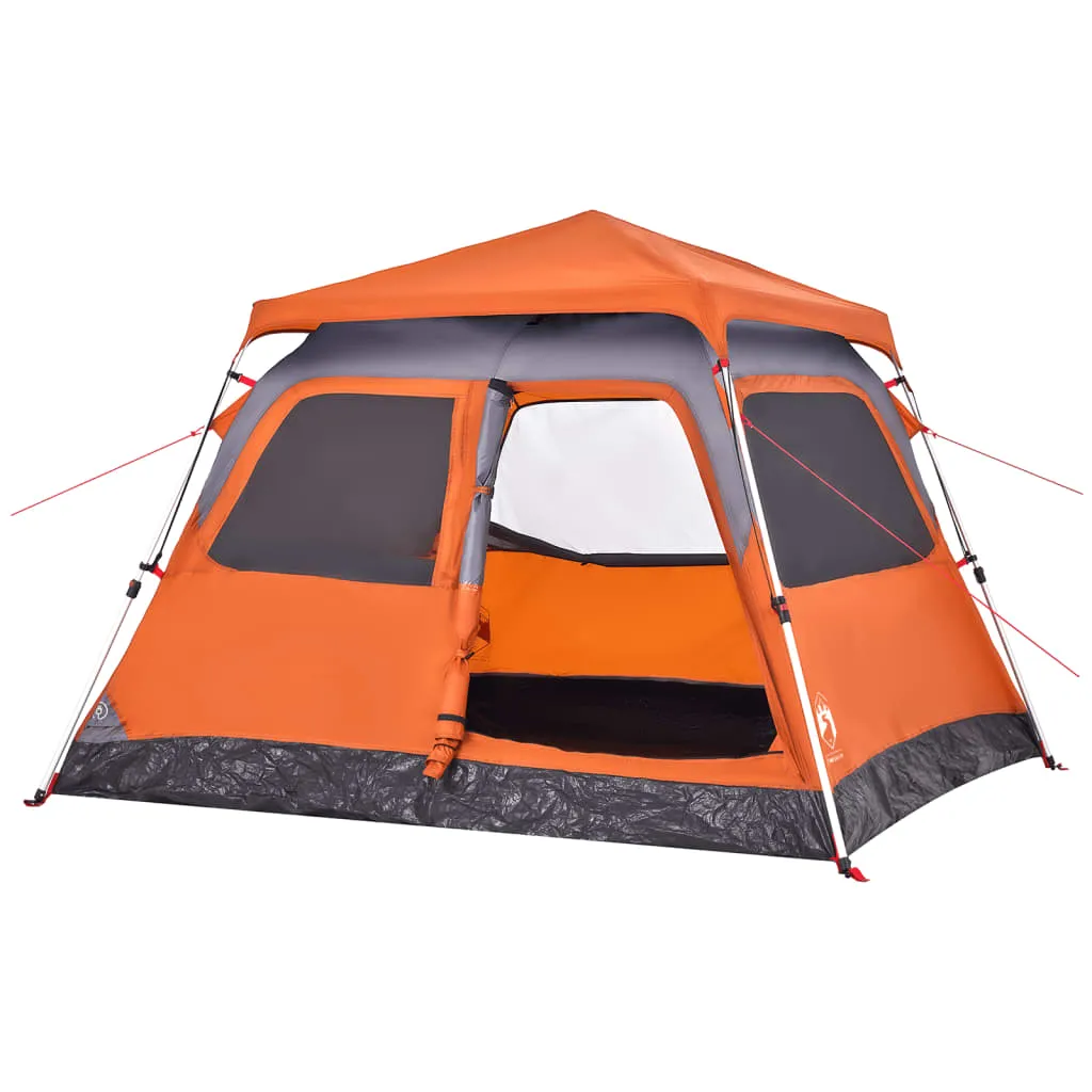 vidaXL Camping Tent Dome 4-Person Grey and Orange Quick Release