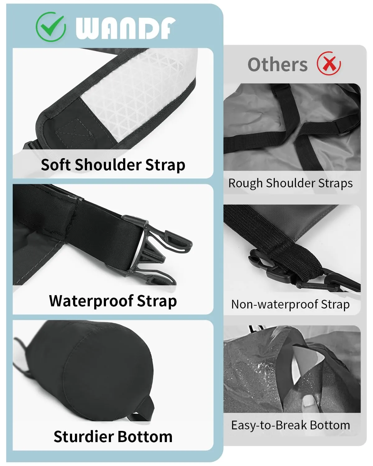 WANDF Ultralight Dry Bag with Quick-Dry Shoulder Strap