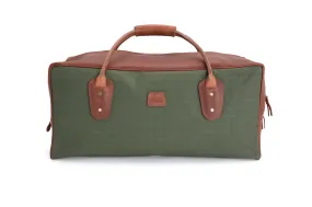 Weekender Travel Bag - Green Canvas with Tan Leather Trim