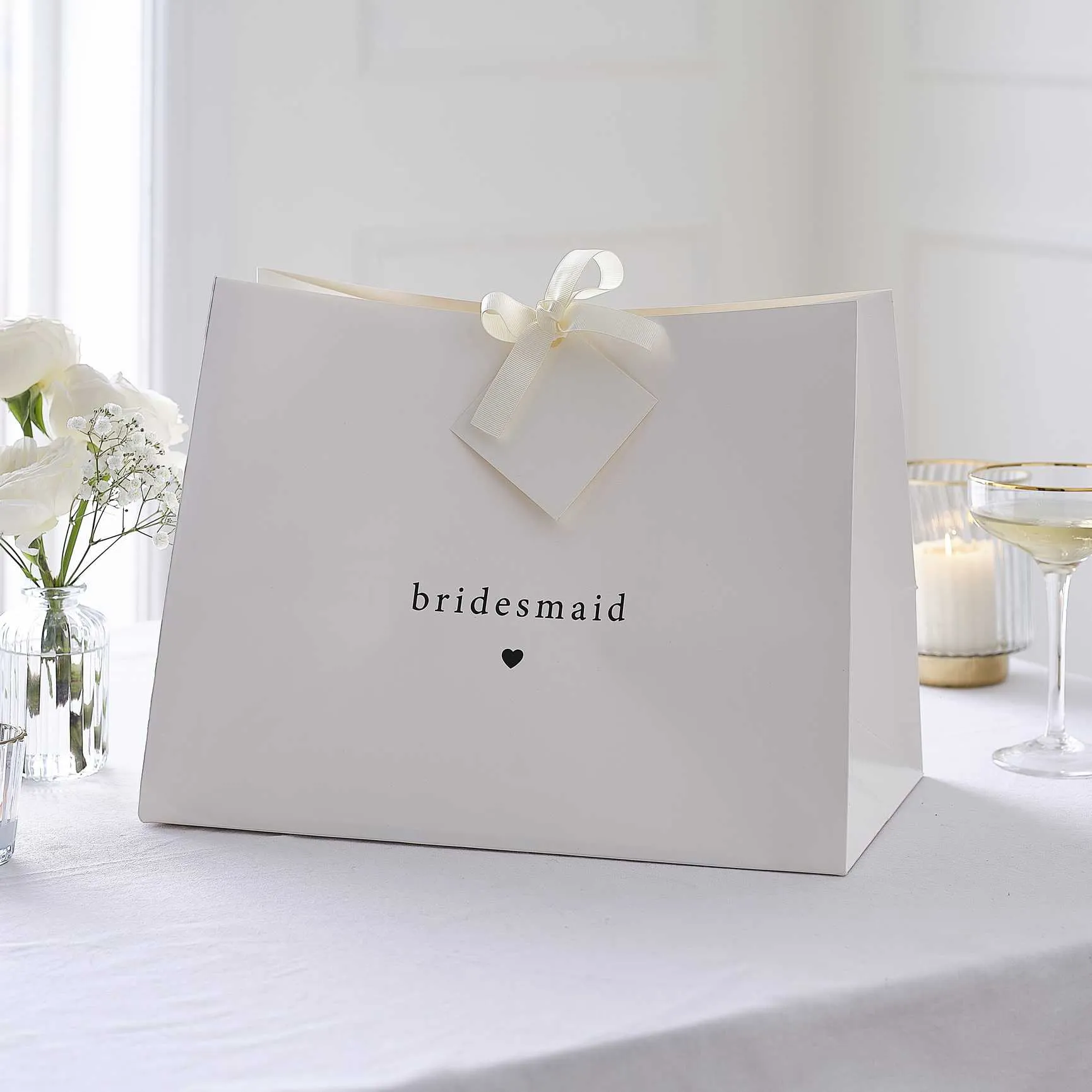 White Bridesmaid Gift Bag