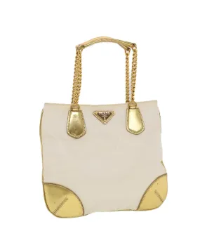 White Nylon Chain Shoulder Bag