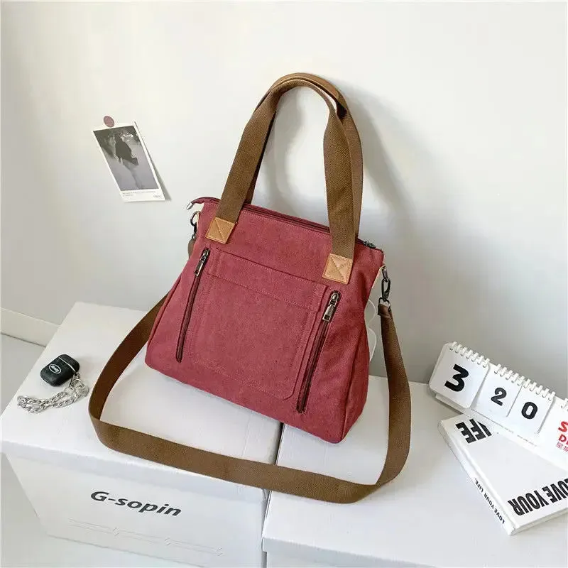 Women's Canvas Shoulder Bag Fashion Multifunctional Outdoor Shoulder Bag Women's Commuting Large Capacity Shoulder Bag