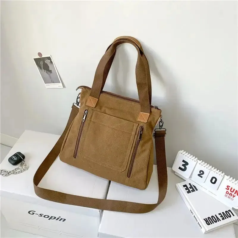 Women's Canvas Shoulder Bag Fashion Multifunctional Outdoor Shoulder Bag Women's Commuting Large Capacity Shoulder Bag