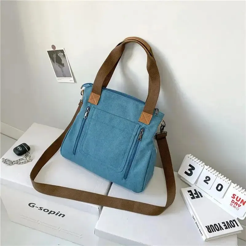 Women's Canvas Shoulder Bag Fashion Multifunctional Outdoor Shoulder Bag Women's Commuting Large Capacity Shoulder Bag