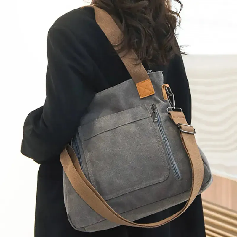 Women's Canvas Shoulder Bag Fashion Multifunctional Outdoor Shoulder Bag Women's Commuting Large Capacity Shoulder Bag