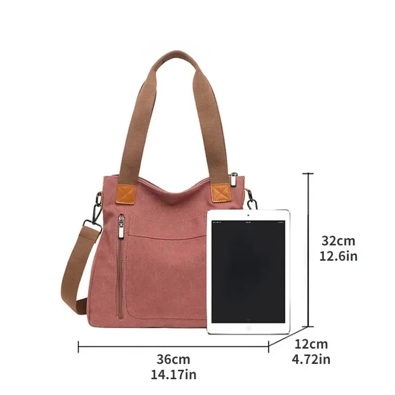 Women's Canvas Shoulder Bag Fashion Multifunctional Outdoor Shoulder Bag Women's Commuting Large Capacity Shoulder Bag