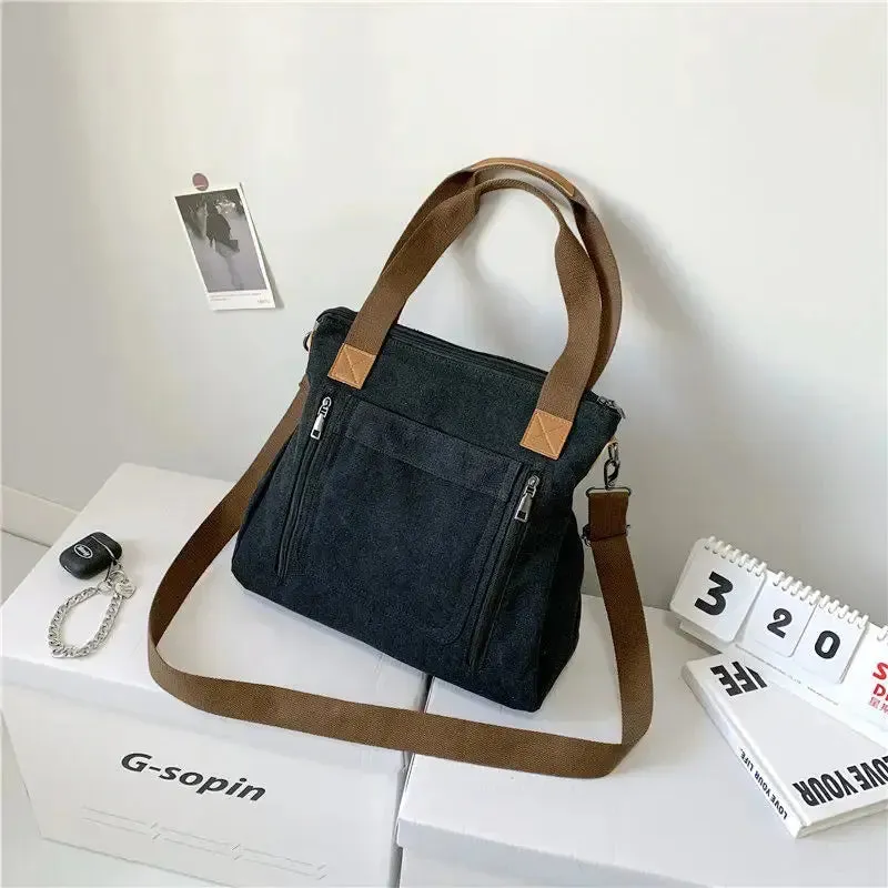 Women's Canvas Shoulder Bag Fashion Multifunctional Outdoor Shoulder Bag Women's Commuting Large Capacity Shoulder Bag