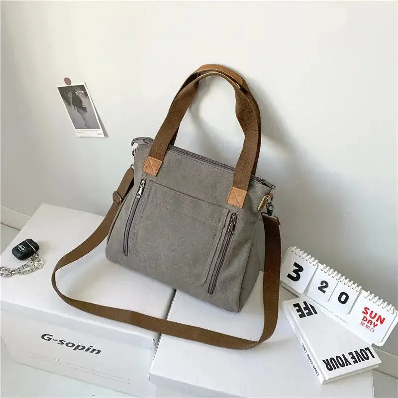 Women's Canvas Shoulder Bag Fashion Multifunctional Outdoor Shoulder Bag Women's Commuting Large Capacity Shoulder Bag