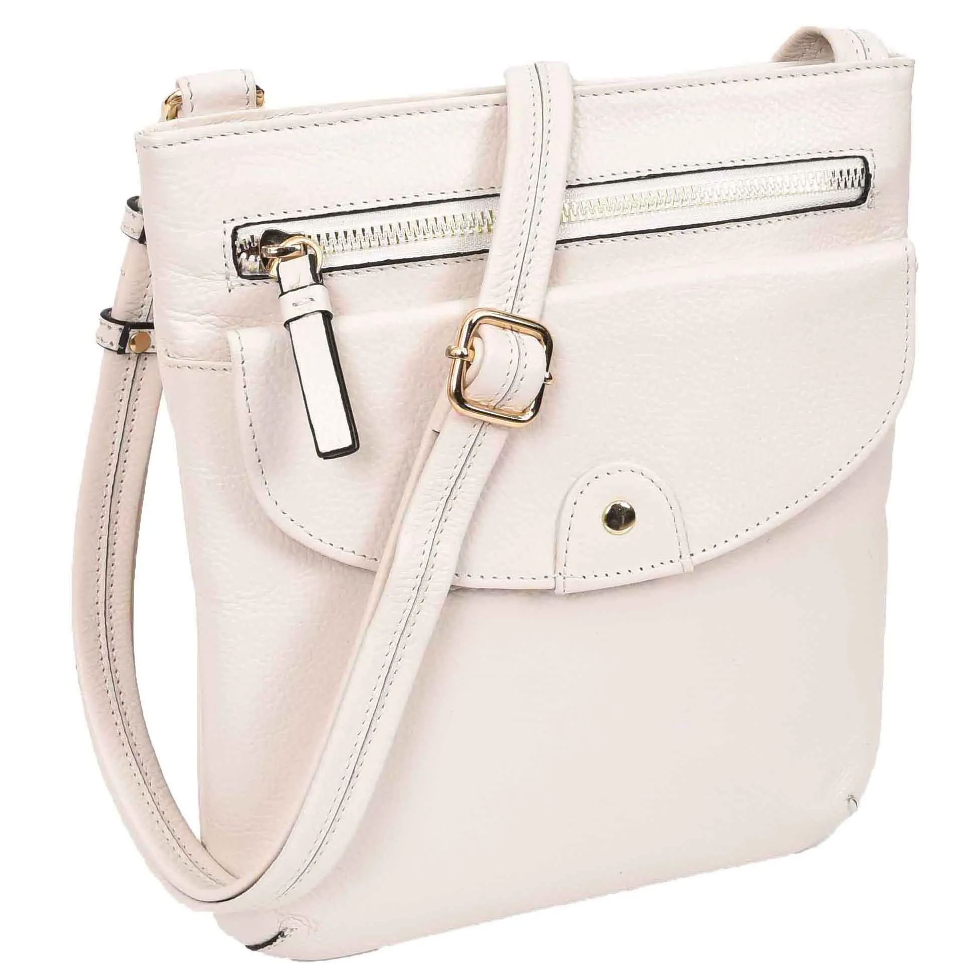 Womens Cross Body Sling Bag Leather Messenger HOL5 White