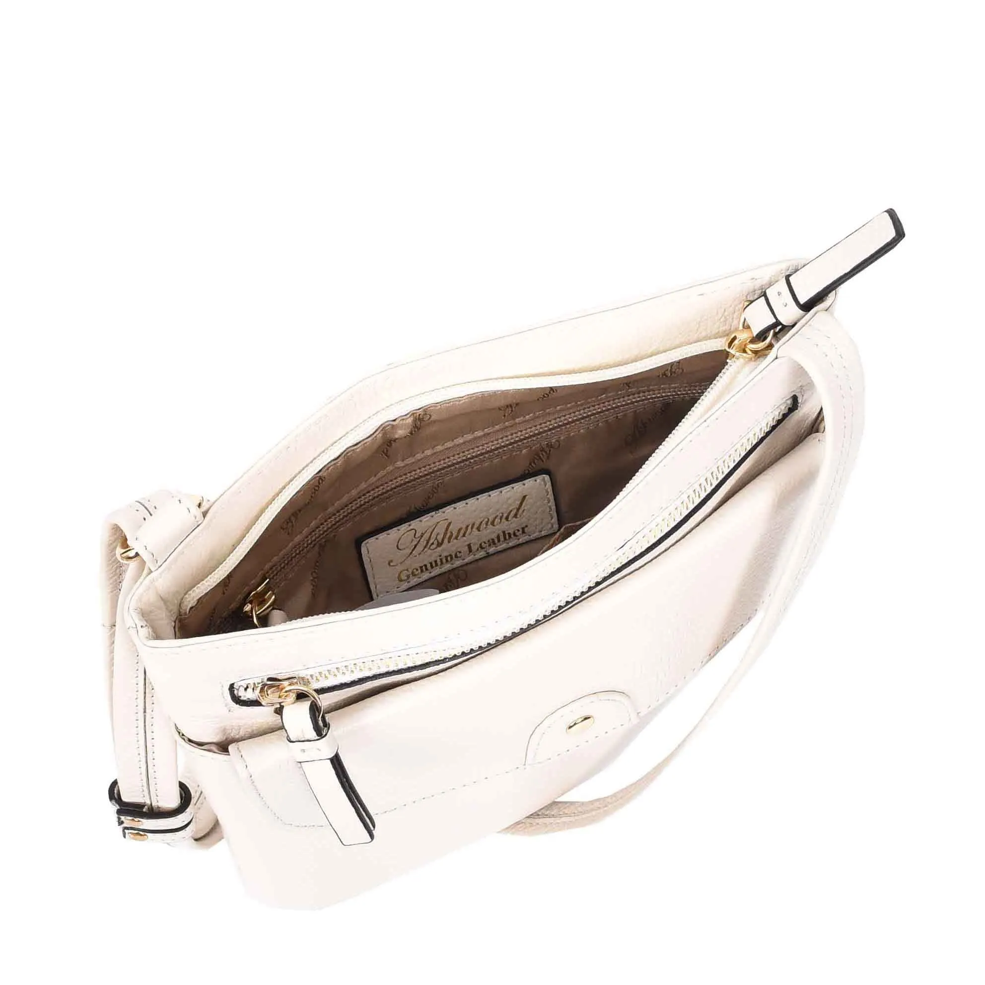 Womens Cross Body Sling Bag Leather Messenger HOL5 White